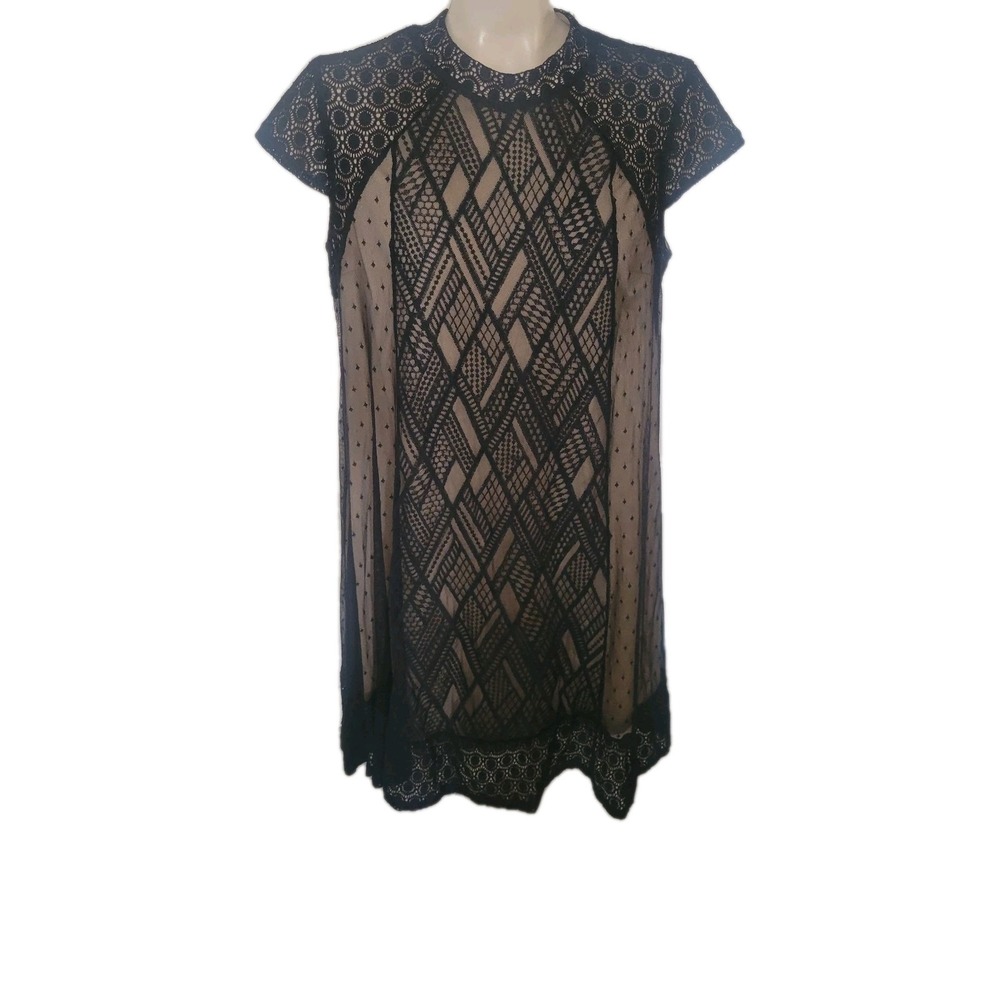 AUW Overlay Whimsygoth Lace 10 Black Dress Sheath Goth‎ Formal Wedding Designer
